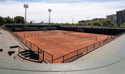 Obras delante de las pistas centrales de Tenis